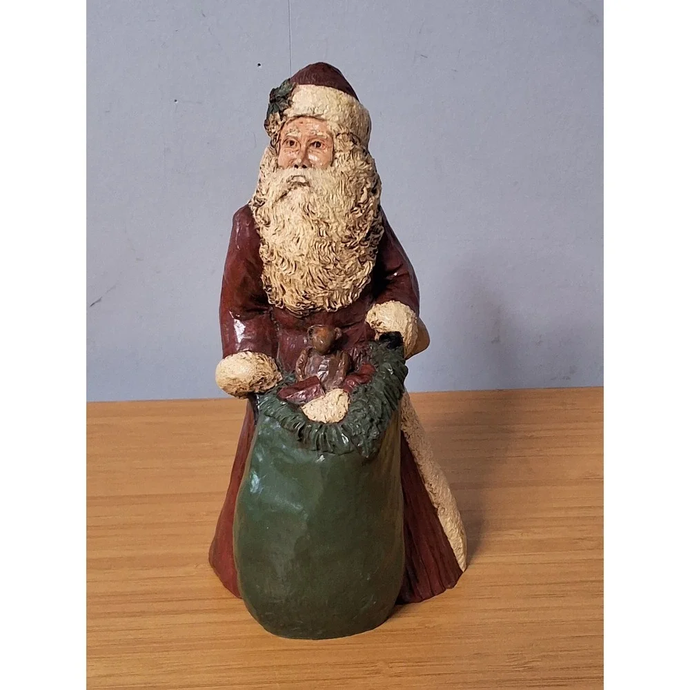 Vintage Betty Wolfe Signed Santa Claus Figurine Folk Art Christmas Decor 1994